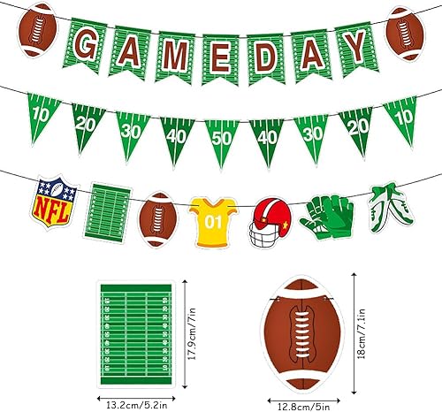Miniatura 2 de 3 piezas de banderines con temática de rugby y fútbol americano, guirnalda para decoración de fiestas temáticas deportivas, suministros de decoración
