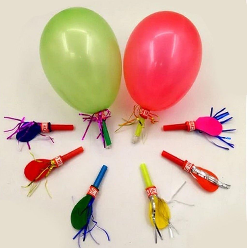 Balloon Whistles Fun Whistles Party Horns for Party & Celebrations,Festive Whistle Favors, Blowout Birthday Whistles, Whistle Wonders (Pack of 50pc, Multicolor)