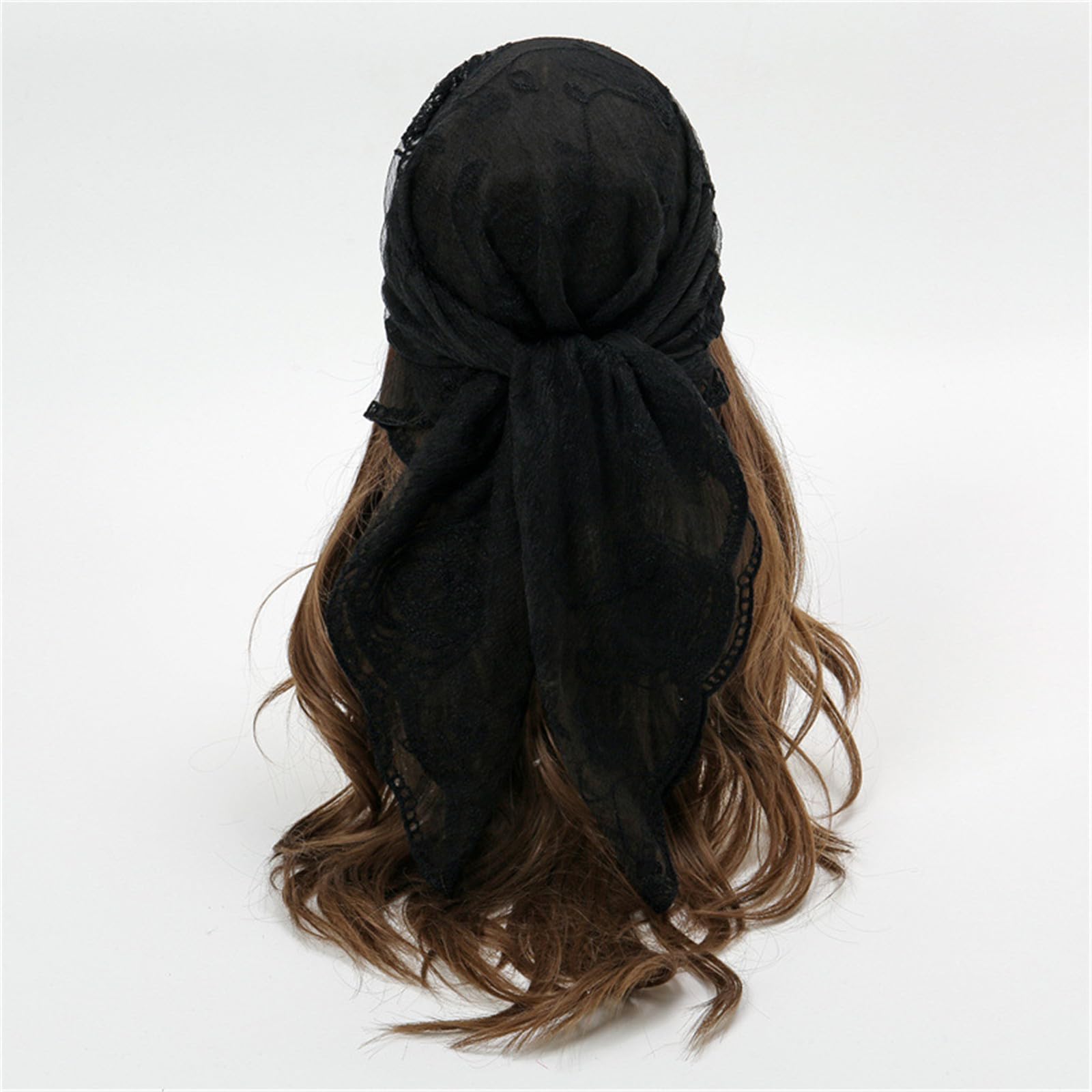 Mantilla Velo Pañuelo para la Cabeza de Misa Latina Velo de Encaje con Flores Chal español Pañuelo para la Cabeza para Capilla católica Velo de Novia para Boda (A)
