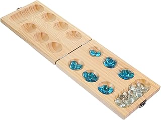 KOMBIUDA 1 Conjunto Mancala Gemas Para Xadrez Portátil Educacional Mancala Xadrez Jogo Mancala De Madeira Mancala Xadrez Menino Menina Madeira De Pinho Contas De Vidro