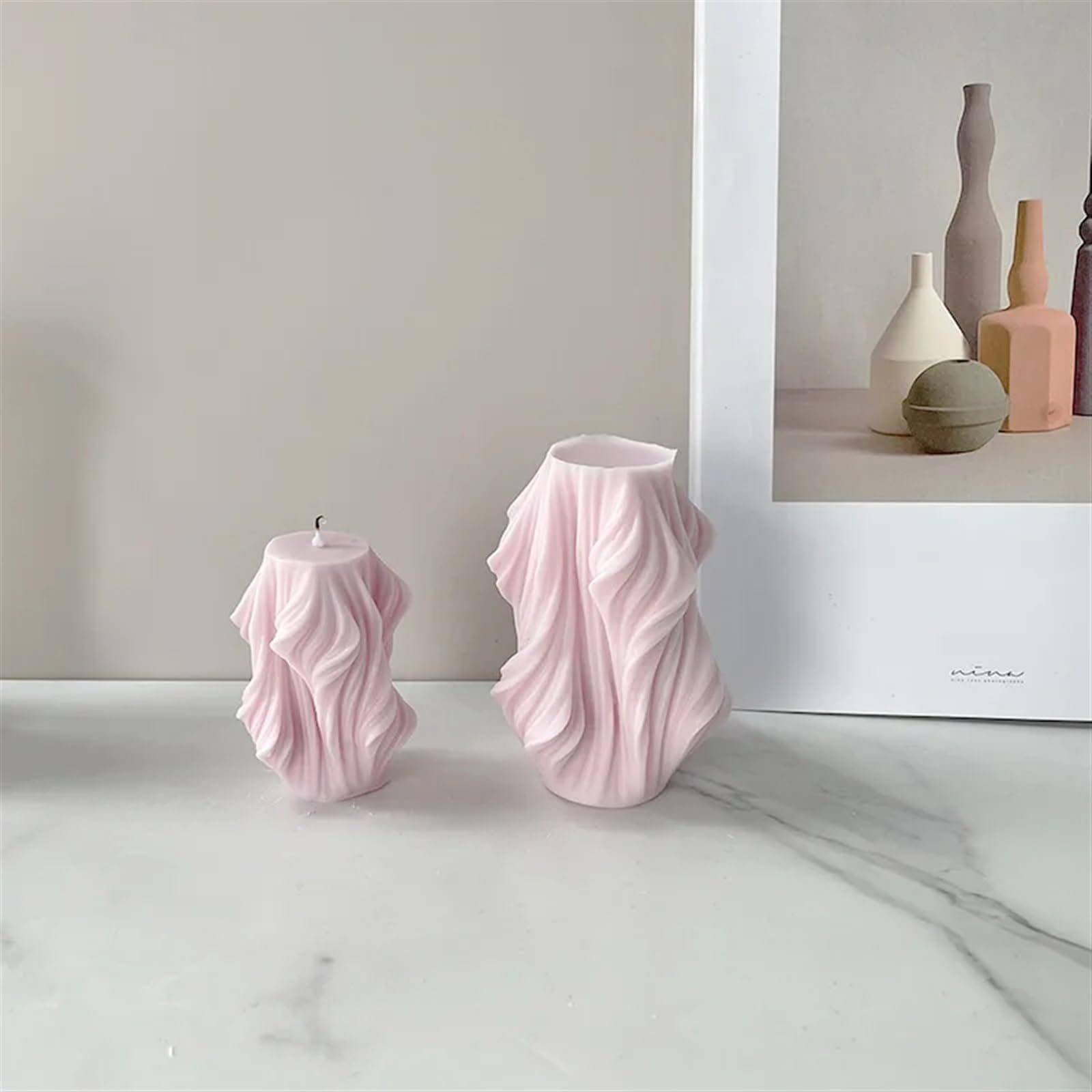 Moule à Bougie en Silicone, Forme géométrique irrégulière, Bande rotative, Vague cylindrique, Grande Coquille, Feuille, Moule en Acrylique, Moule à Savon(L)