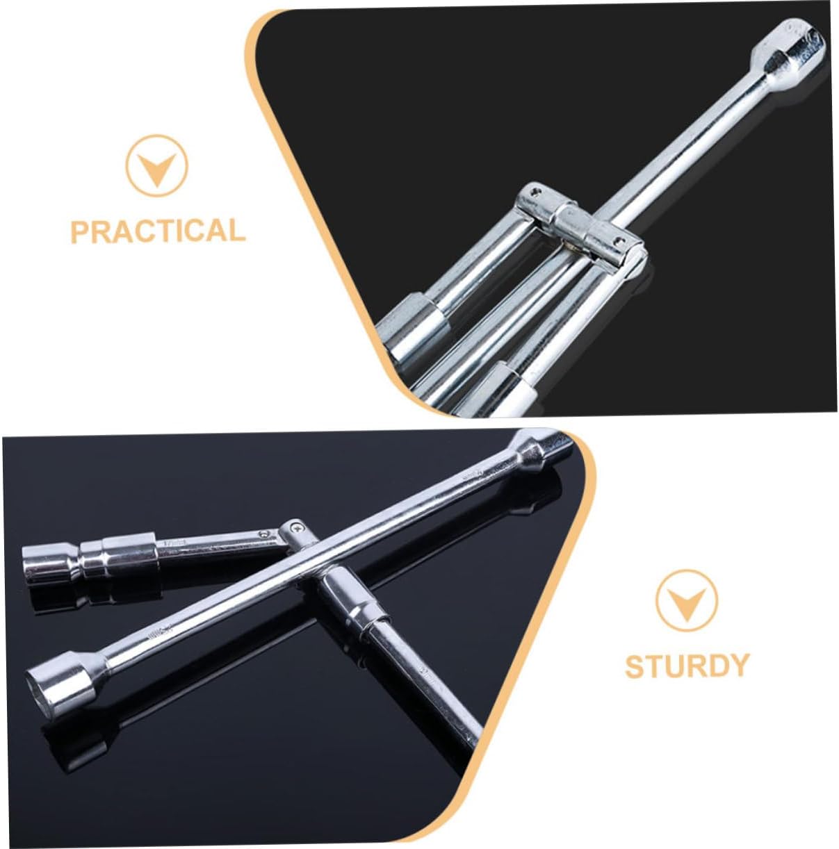 Compact Sturdy Car Spanner 4 Way Lug Wrench for Wheel Nut Removal Universal Tire Wrench for Cars Suvs Trucks