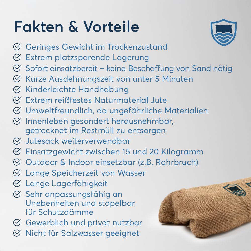 Flut Stop Save Bag Wasserabsorbierende Säcke gegen Hochwasser Sandsack Ersatz 60 x 40 cm 300 x 20 cm