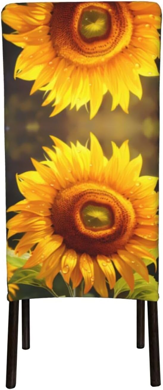 Beautiful Sunflower Prints Protection Cover for Dining Chair - Stretchable Chair Throw Covers for Dining Room, Hotel Event Party