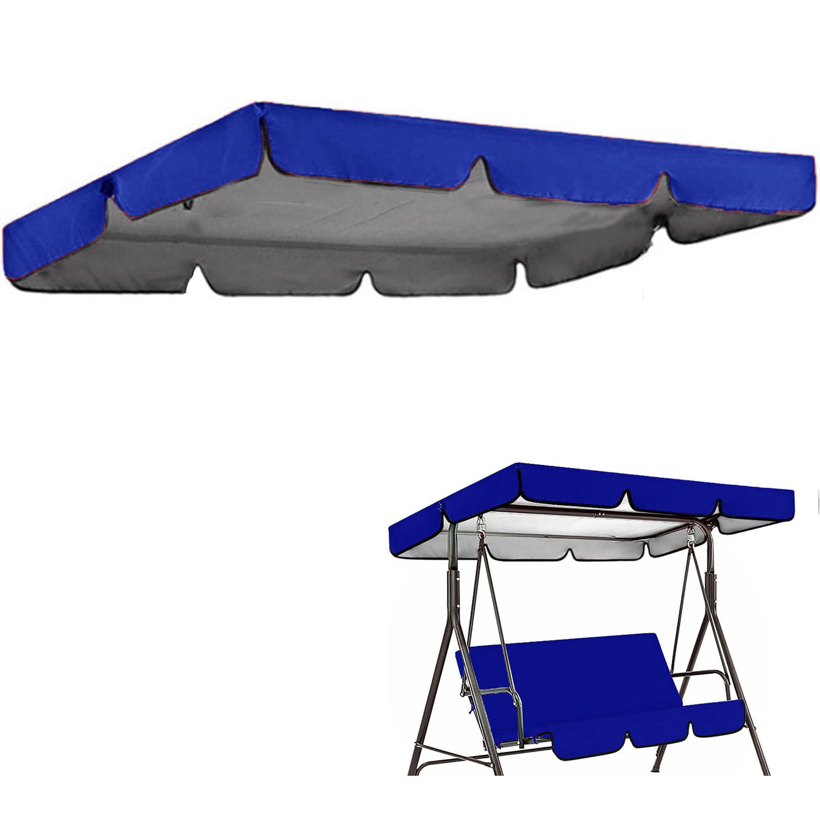MXCZFC Swing Chair Canopy Replacement, Garden Swing Canopy Replacement,Waterproof Windproof Anti-UV Garden Swing Seat Canopy Cover Heavy Duty Rip Proof Hammock Cover Top,Blue,142x120x18cm