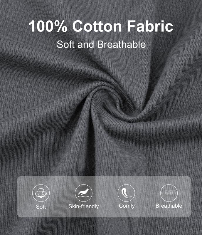 CF Mens 100% Cotton Robe Lightweight Knit Kimono Bathrobe Long Sleeve Sleepwear Soft Knee Length Robe with Pockets M-2XL3