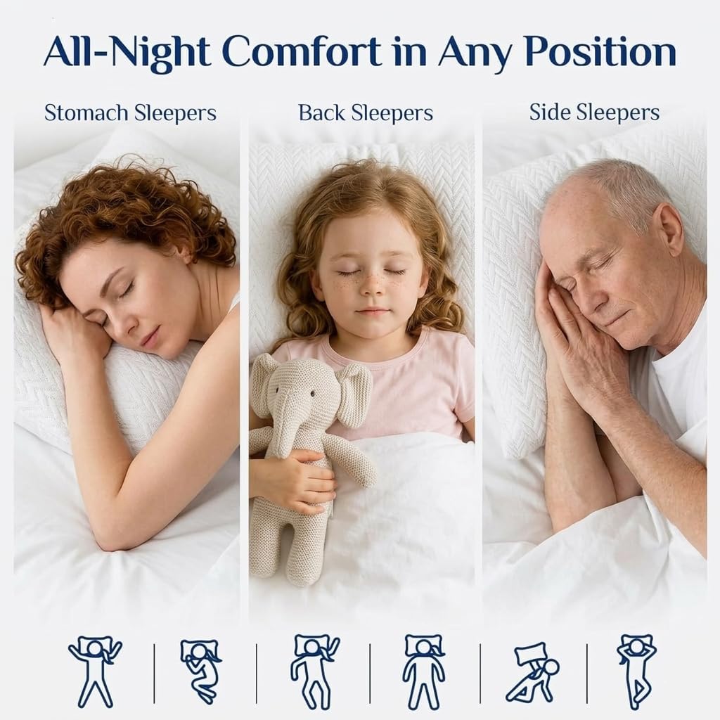 Bed Pillows Set of 2, Standard Size | 20 x 26 pillow inserts with plush down alternative fill and breathable comfort