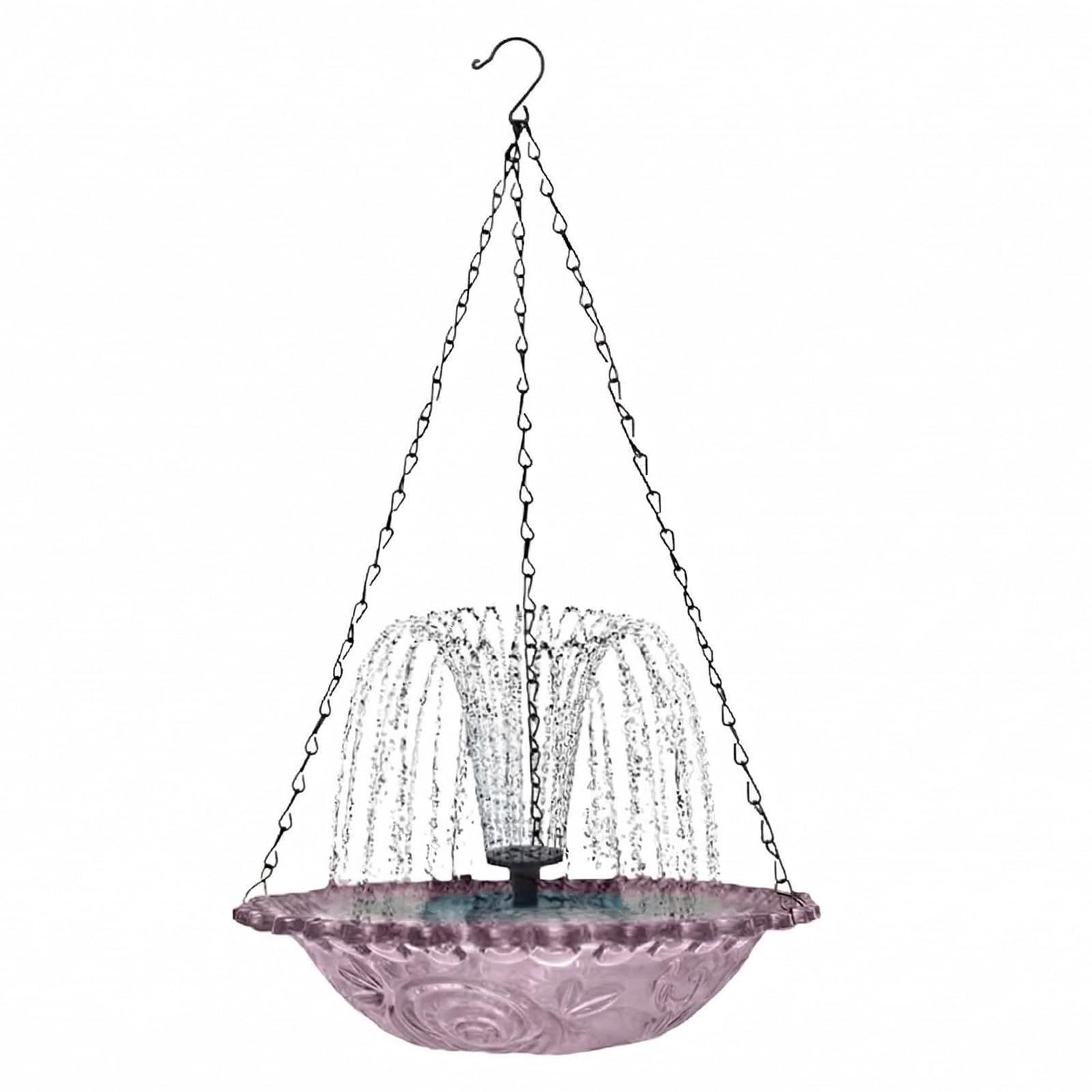 Generic Solar Fountain Hanging Bird Bath Wildlife Feeder Bird Bath Bowl with Solar Powered Pump for Outdoor Garden Backyard Patio Lawn (Purple)