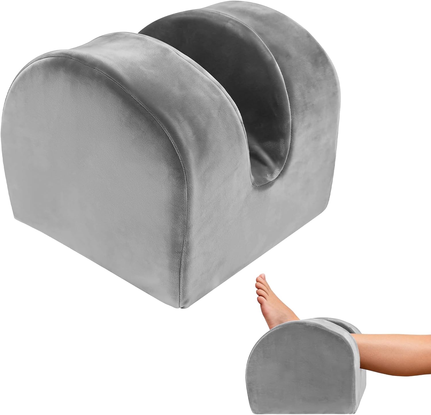 Post Surgery Leg Elevation Wedge - Knee Recovery Pillow with Non Slip Base, 30D Memory Foam, Detachable Washable Cover, Portable Vacuum Compression for Pain Relief & Circulation