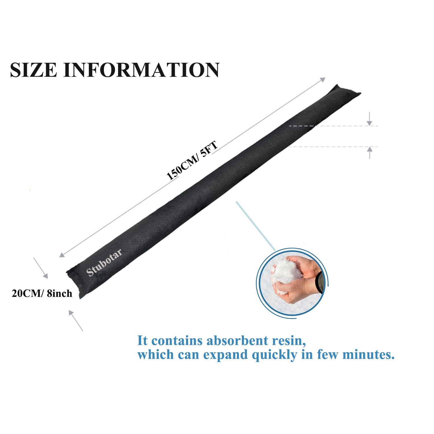 Stubotar 2PCS Water Activated Sandbag for Flood Control Water Absorbent Flood Barrier for Door Garage Garden 20x150CM - Image 2