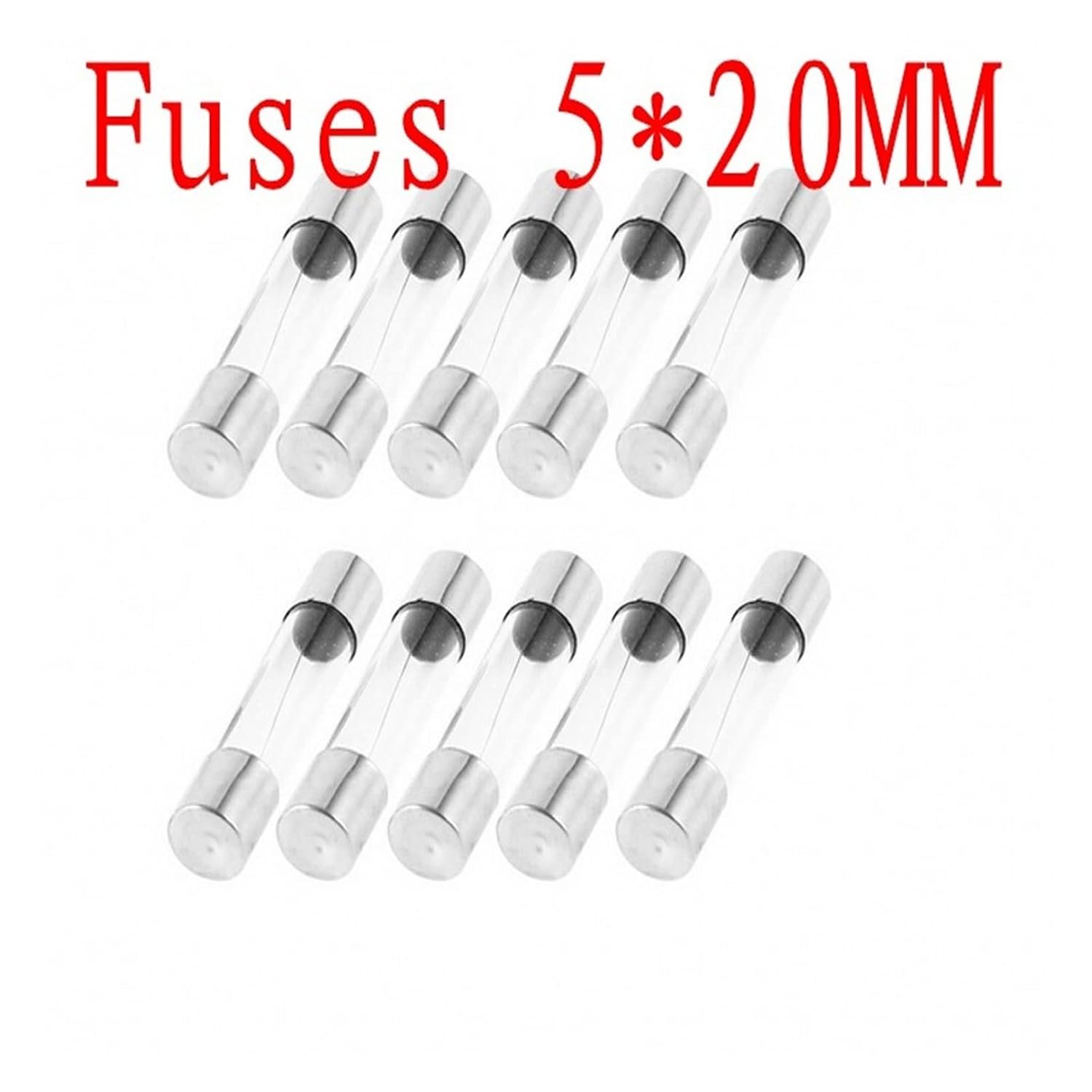 100Pcs Glass Tube Fuse 5 * 20MM 0.1A .2A .5A .8A 2. 3A 4A 6. 7A 10A 12A 15A 20A 30A 250V Fast Quick Blow(10a)