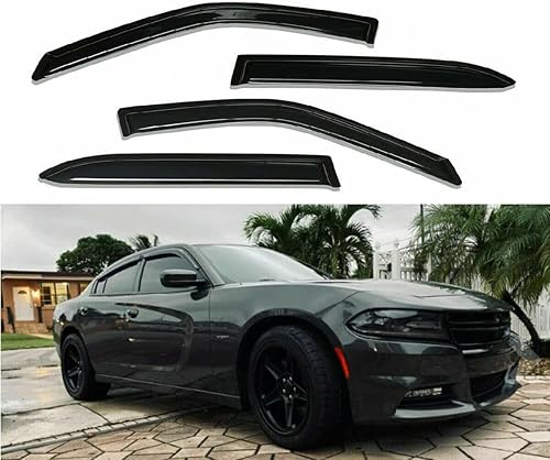 Miniatura 1 de Tape-On Rain Guard 4-Piece for 2011-2020 Dodge Charger Windows Visor Shield Shade Smoke 94313