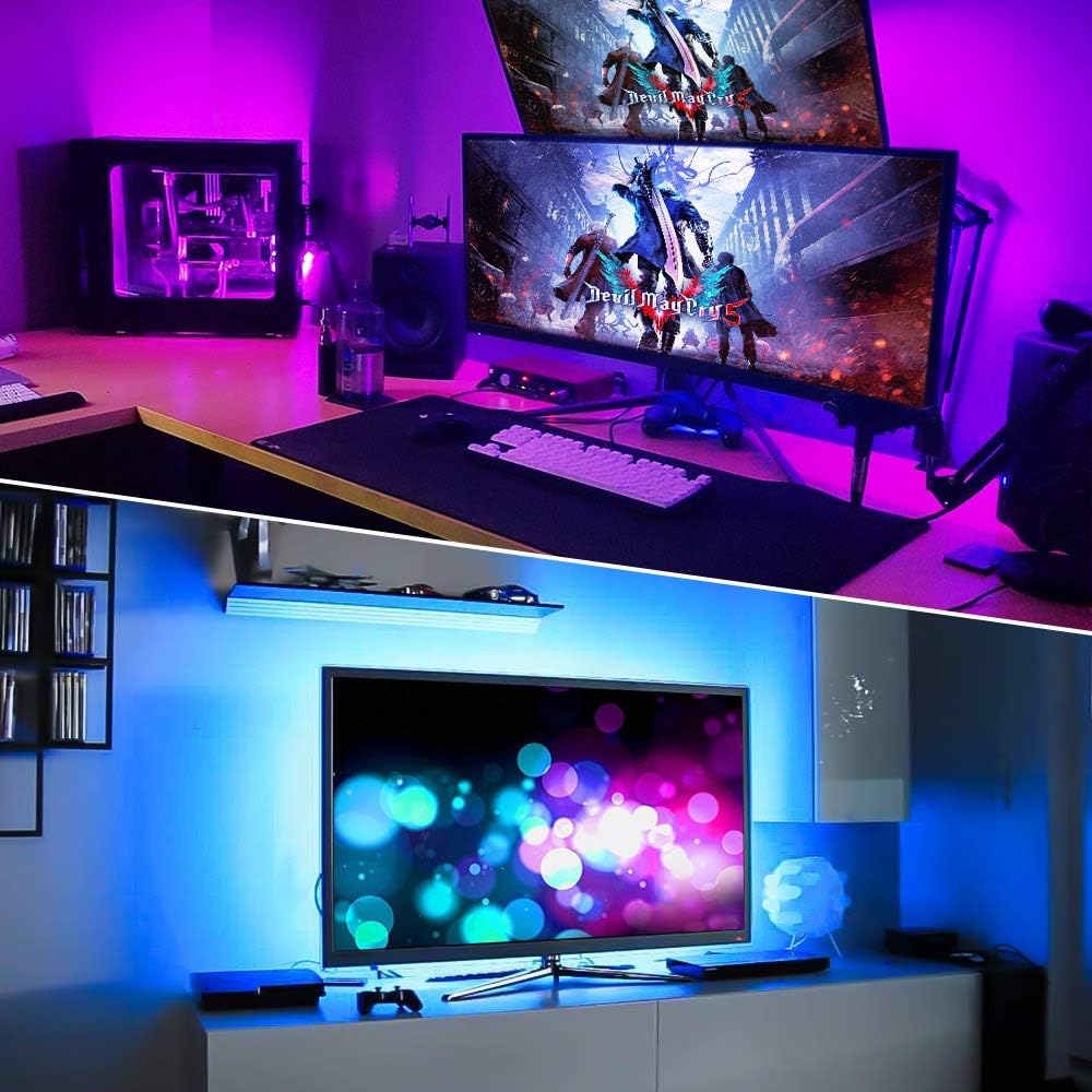 Novostella 20ft RGB LED Strip Light kit, Flexible Color Changing 180 Units SMD 5050 LEDs, 12V LED Tape with 44 Key RF Remote, Dimmable LED Ribbon for Home Lighting Kitchen Bar,UL Listed Power Supply