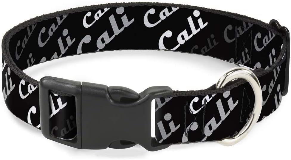 Buckle-Down 13-18" Cali Fade Diagonal Black/Gray/White Plastic Clip Collar, Wide Small