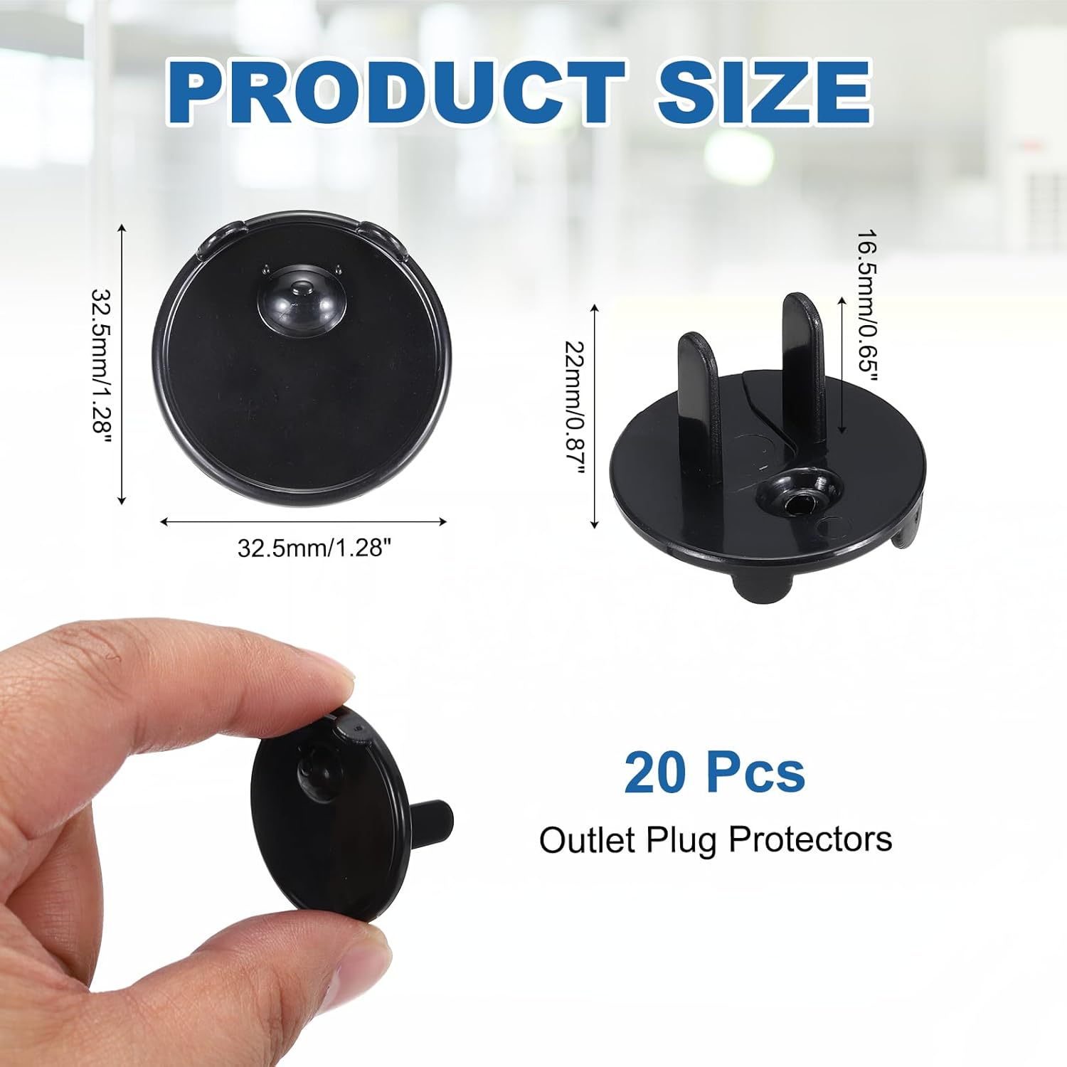 MECCANIXITY 20 Pack Outlet Covers Proofing, Electrical Safety Plug Covers Outlets Socket Proof Caps Easy Install Plug Power Sockets Protectors for 3-Prong Power Wall Plate, Black