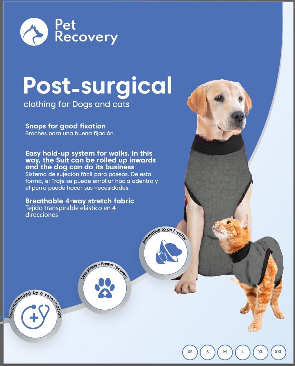 Post-Surgery Recovery Suit for Dogs. Fast and Safe Healing After Surgery, ropa de recuperacion de mascotas operadas, Cocker, Spaniels, 28lb-40lb. (X-Large)