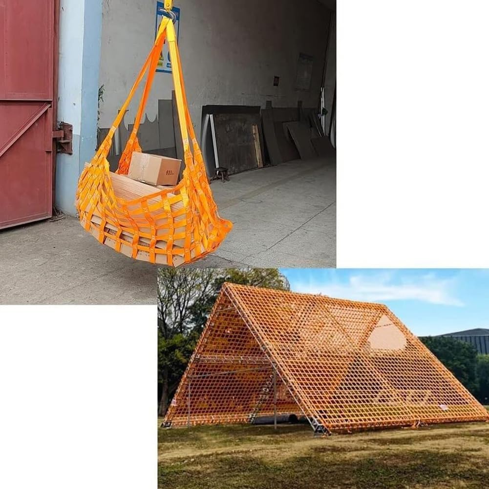 Sicherheits-Hebenetz für schwere Lasten, reißfestes Schlingennetz aus Nylon-Netz, multifunktional für BAU/Umzug/Rigging/Abschleppen, industrielle Hebe-Arbeitsausrüstung 3X3M/Mesh15cm/Load2t