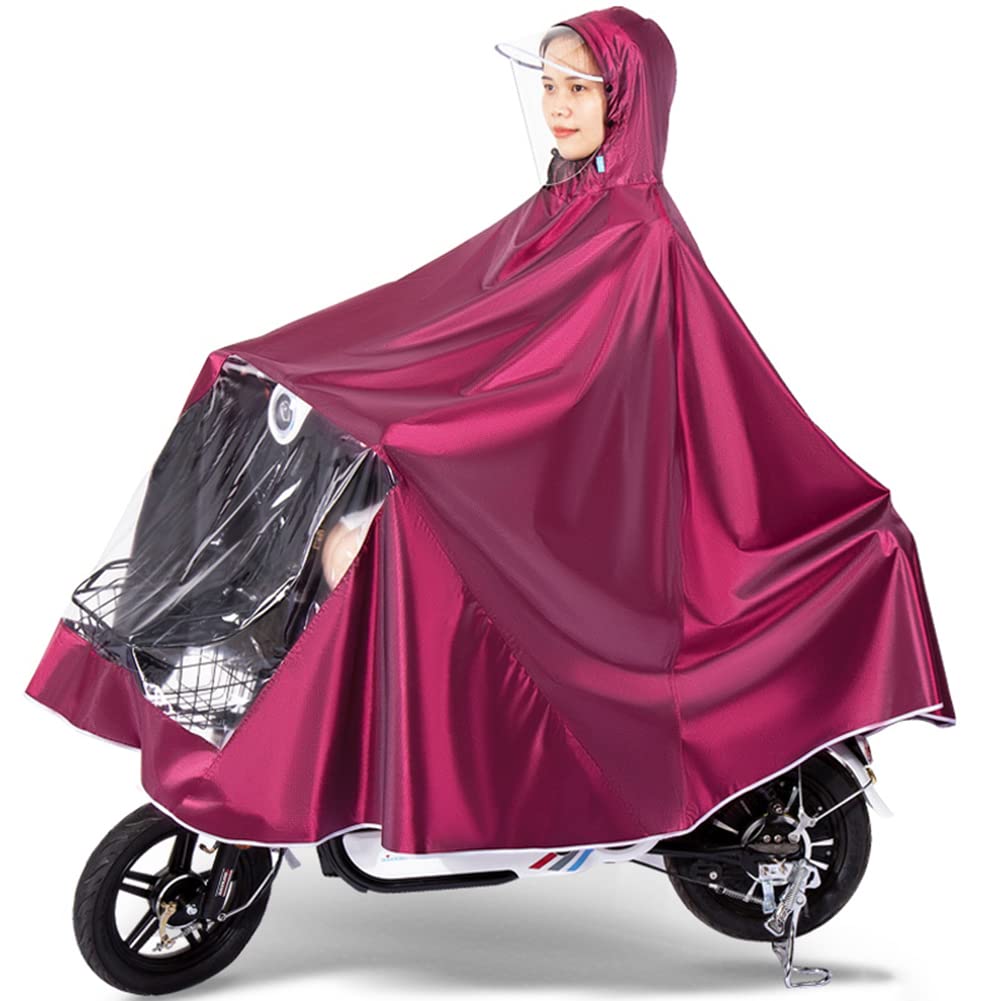 Chubasquero eléctrico para scooter, engrosamiento para hombres y mujeres, poncho de lluvia individual/doble, chubasquero para motocicleta para montar al aire libre (rojo 4XL sin cubierta de espejo)