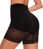 LIRASDIS Lace Shapewear Shorts, Tummy Control Mid-Waist Butt Lifter Pants, Seamless Under Dress Body Shaper Black