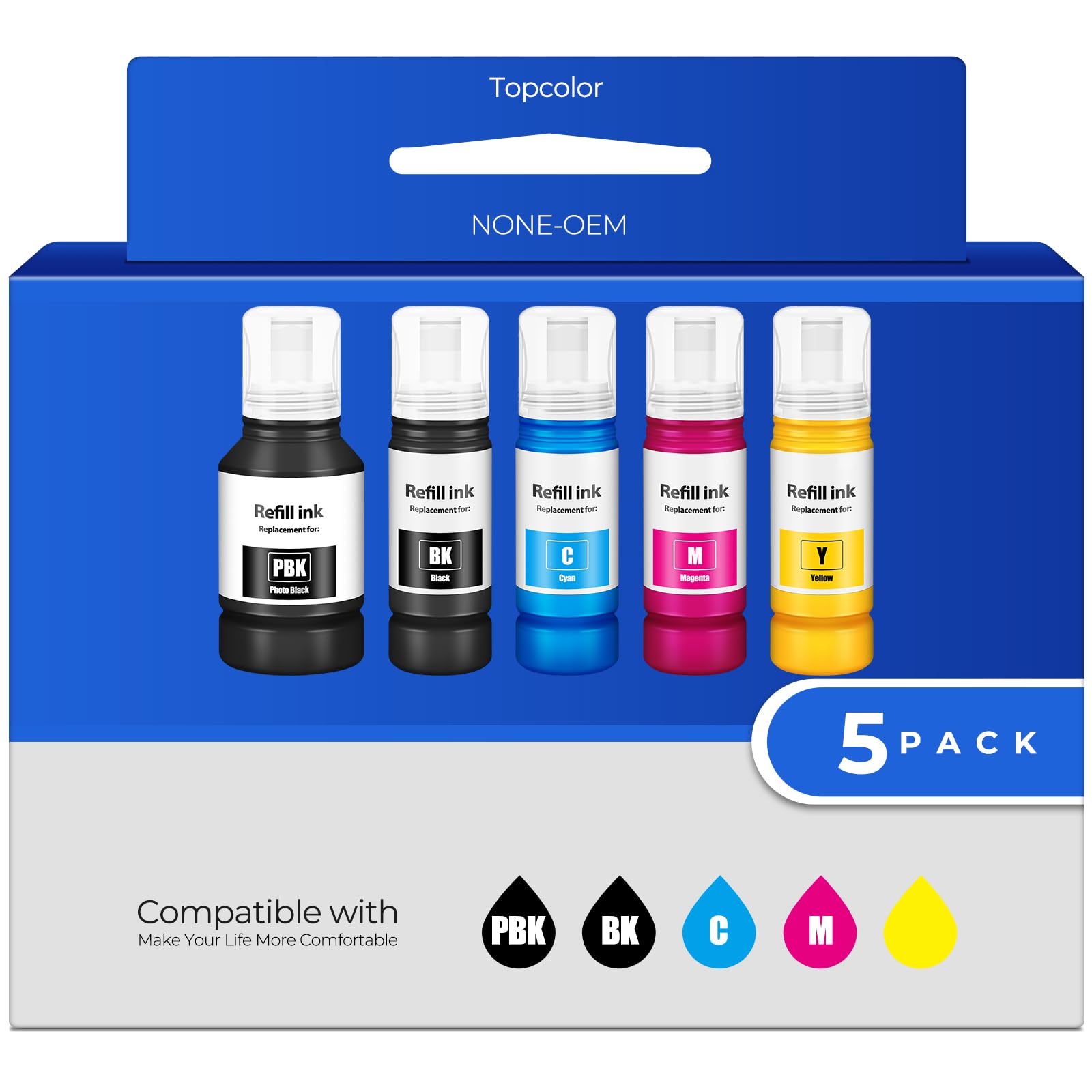 Topcolor Compatible for T512 Ink Refill Bottles ET-7700 ET-7750 Ink Bottles EPT512 Ink Refill Bottles Compatible for ET 7700 ET 7750 ET-2720 ET-2800