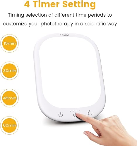 Miniatura 5 de LASTAR Lámpara de terapia de luz de 10,000 lux, lámpara de luz diurna sin rayos UV con función de memoria, 5 niveles de brillo ajustables y 4