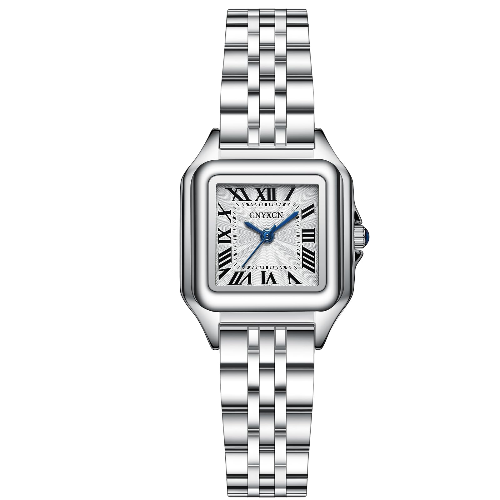 Small Gold Watches for Women with Stainless Steel Band,Rectangular Case Roman Dial,Water Resistant,Bracelet Adjuster Included