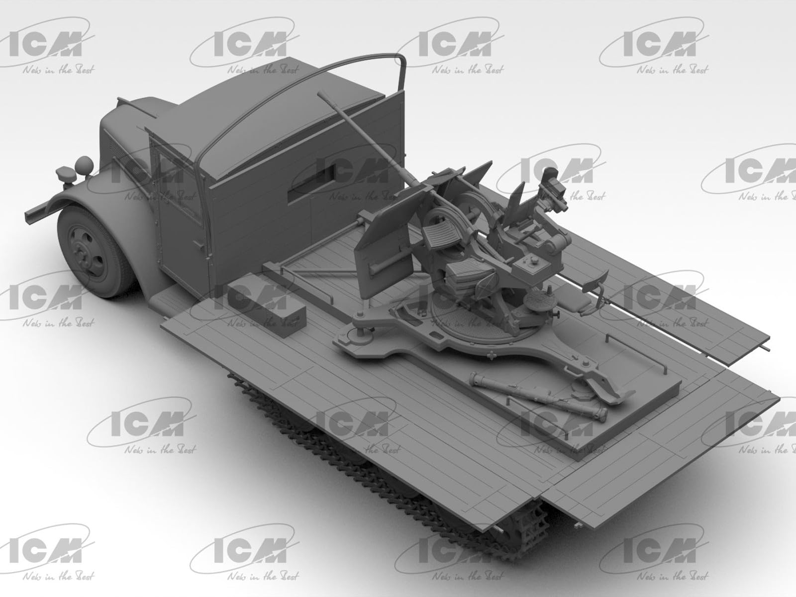 ICM 1:35 Sd.Kfz.3b with Flak 38 AA Gun, Red - Image 4