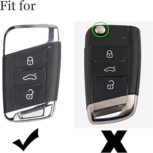 Miniatura 2 de ontto Funda para llavero VW, carcasa de silicona con llavero compatible con Volkswagen Passat Jetta Skoda Smart Remote Carbon Pattern Negro