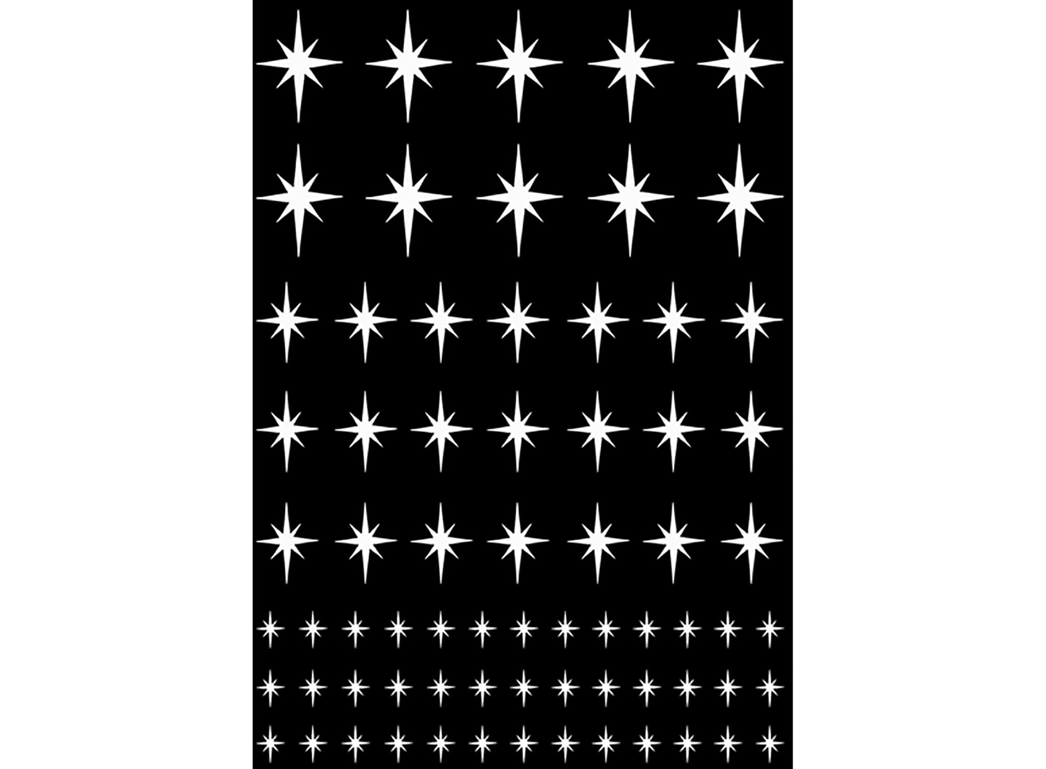 Stars Twinkling 70 pcs 1/4 to 3/4 Inch White Fused Glass Decals