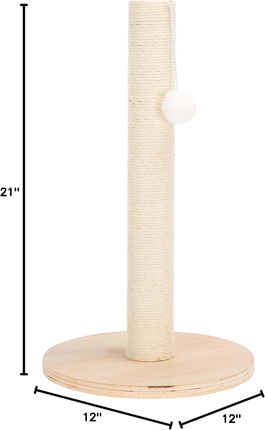 SAFAVIEH Home Collection Cat Scratch Tree Post Natural & Ivory Jute with Hanging Ball Toy