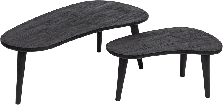 Bloomingville Modern Oblong Wood Nesting Tables, Black, Set of 2 Sizes
