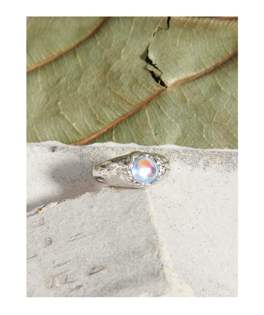 Anello In Argento Sterling 925,S925 Anello In Argento Sterling Con Pietra Di Luna Anelli Regolabili Anello Aperto In Argento Anello Per Il Pollice Anello Eterno Fascino Di Nozze Gioielli Regali Per