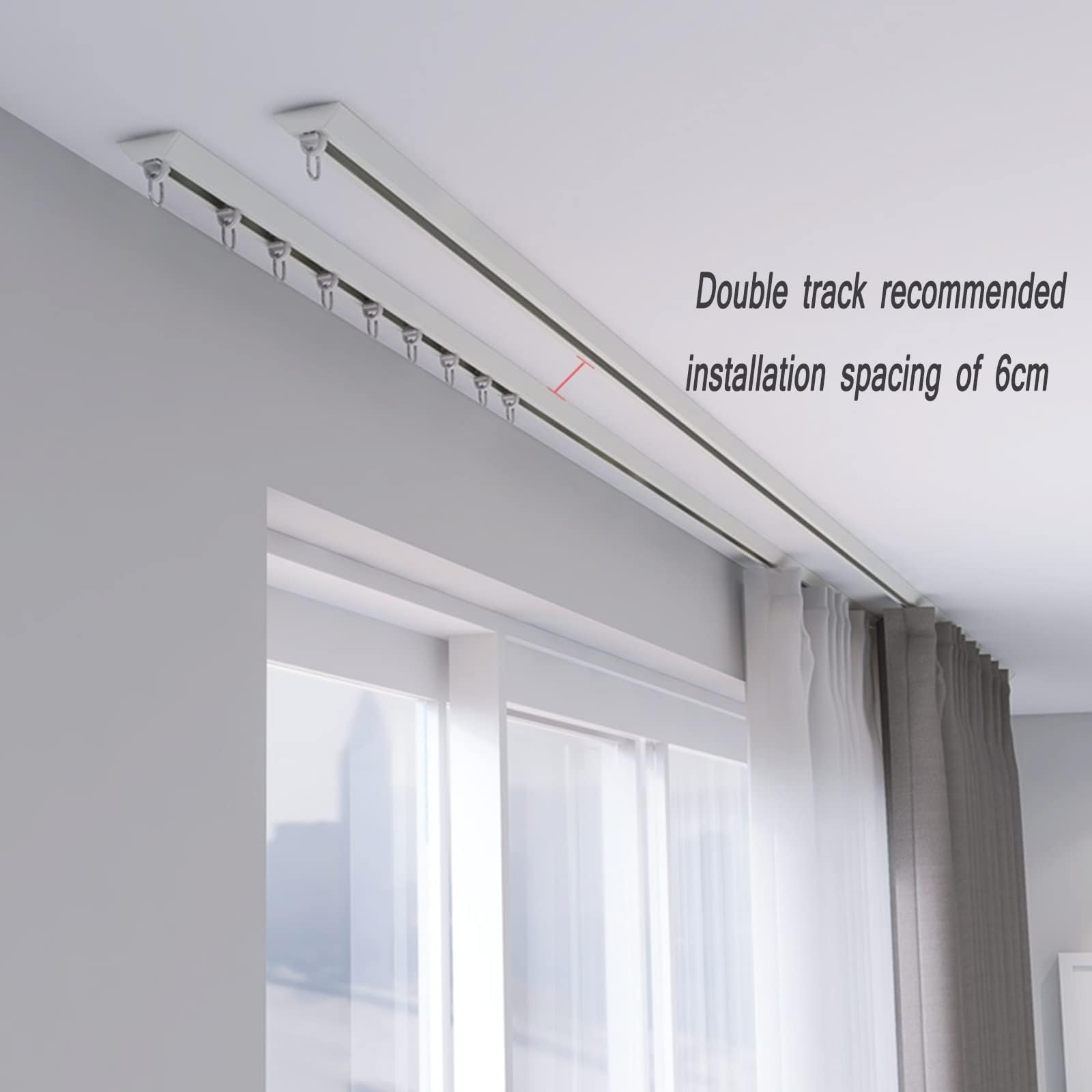 Binario Per Tende, Per Soggiorno, Camera Da Letto, Doccia, Divisorio Per Tenda, In Lega Di Alluminio, Per Tende, 110 Cm, 360 Cm, 480 Cm, Divisorio (bianco, 300 Cm - 13