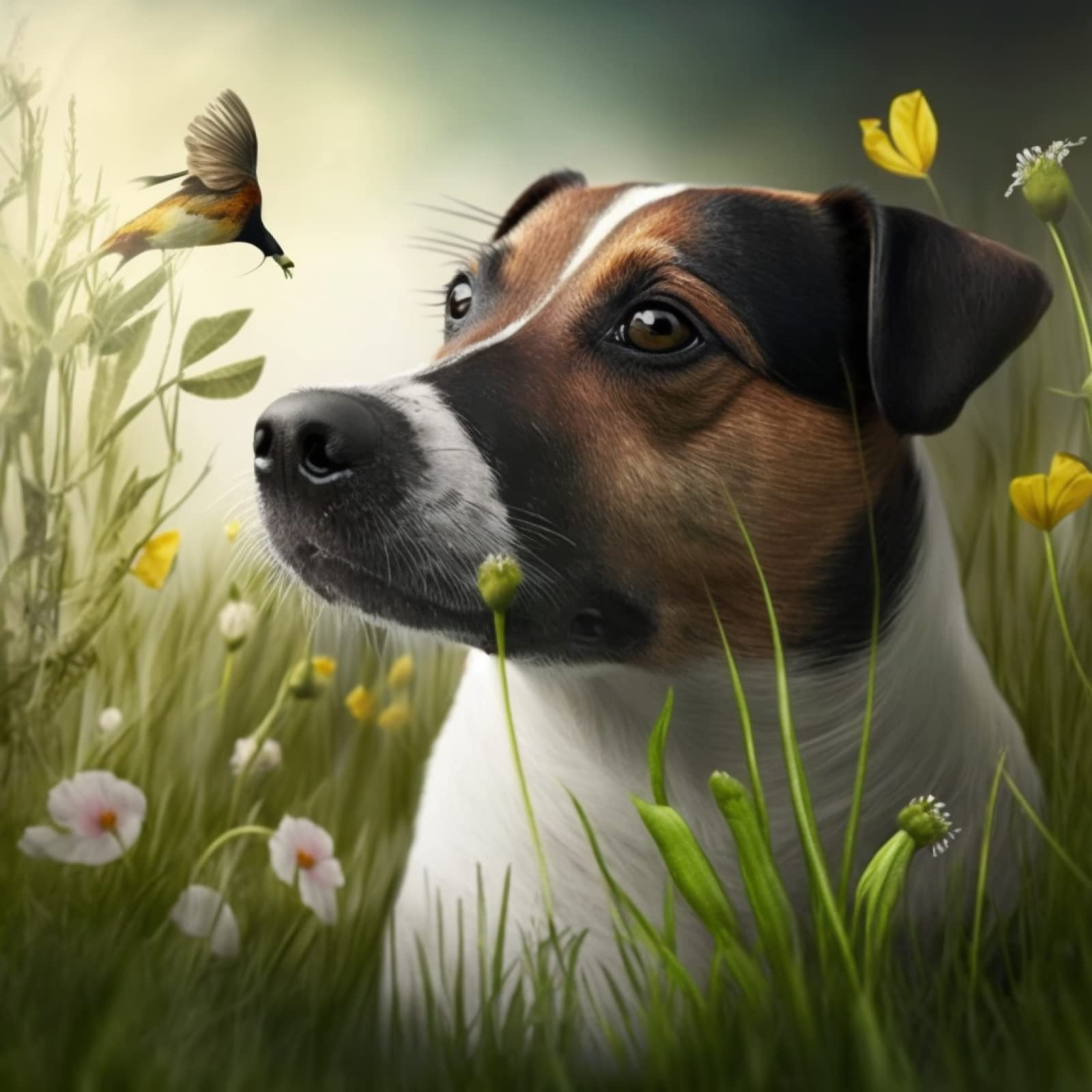 Ccfqiangtie DIY 5D Adult Diamond Painting,Animal Dog,Creative Flower Bird,Jack Russell Terrier,Diamond Art Kits for Children Cross Stitch Mosaic Kits Home Decor - 40x50cm