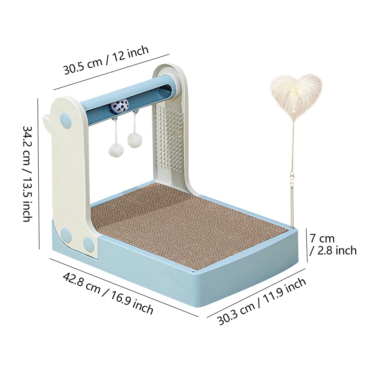 PetPhindU Cardboard Cat Scratch Cat Kratzplatte Katzenkratzer für Innenkatzen mit Pflegeplatten -soundball -katzenspielzeug Kratzplatten für Katzen Necken Stick und Klingende Glockenkugel