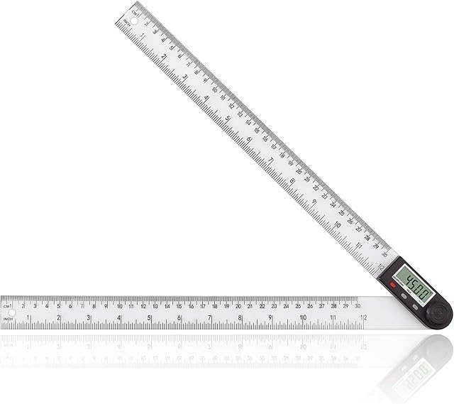 Electronic Digital Angle Ruler,eSynic 300mm Digital Angle Finder Protractor 12 Inch PVC Plastic Angle Finder Ruler Popular Digital Angle Protractor with LCD Display for Woodworking,Construction etc.