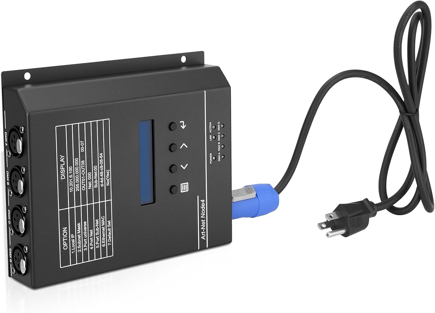 4-Port ArtNet to DMX Converter with PoE, 4-Universe Bidirectional Art-Net to DMX512 Node, 4-Channel Network Converter for Lighting Controller Interface, Rack & Truss Mountable