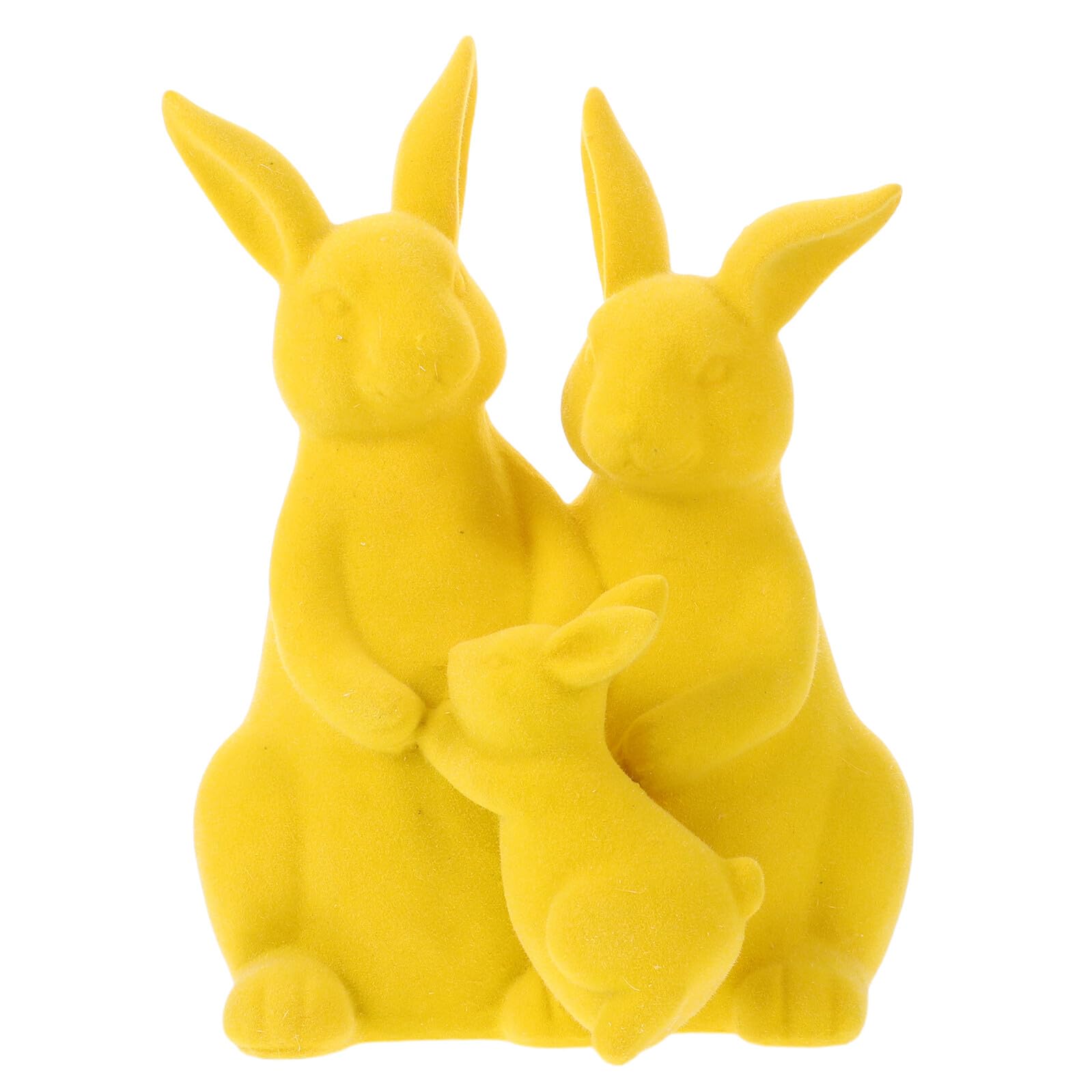 Ipetboom Statuina di Coniglietto Pasquale Floccato in Resina Gialla, Decorazione Primaverile da Tavolo Rustica per Casa e Ufficio, Ornamento a Forma di Coniglio per Centrotavola e Feste