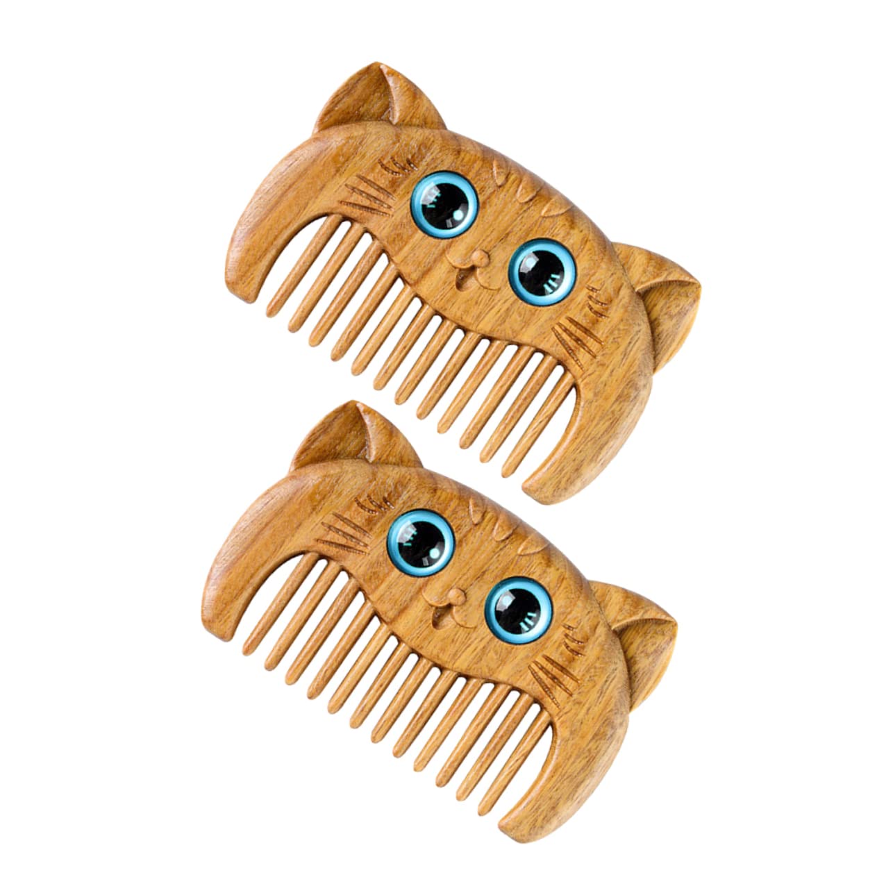 FRCOLOR Cat Hair Brush Set Pack Small Pet Comb for Cat Green Sandalwood Wood Comb Fine Tooth for Shedding