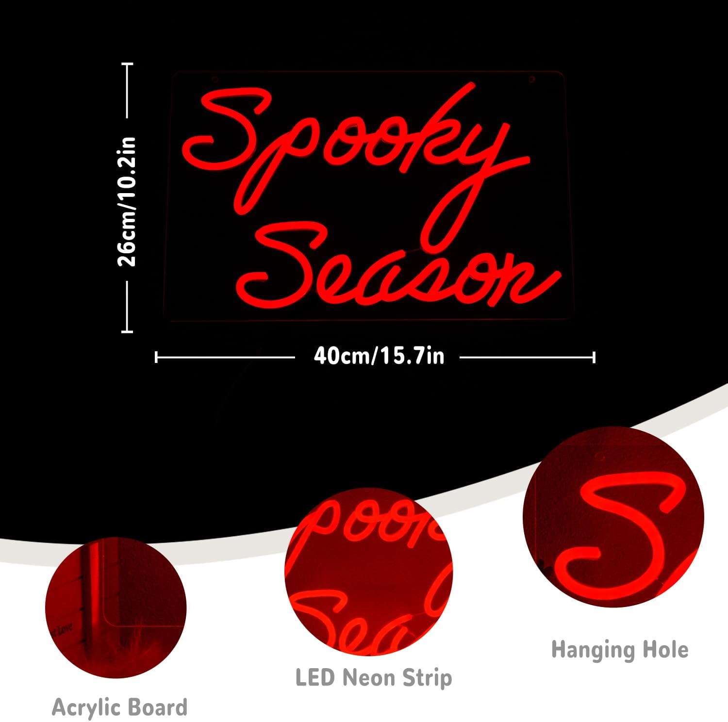 Spooky Season Neon Sign for Wall Decor Red Letter Neon Light Spooky Led Neon Signs Horror Led Neon Lights for Bedroom Shop Decoration