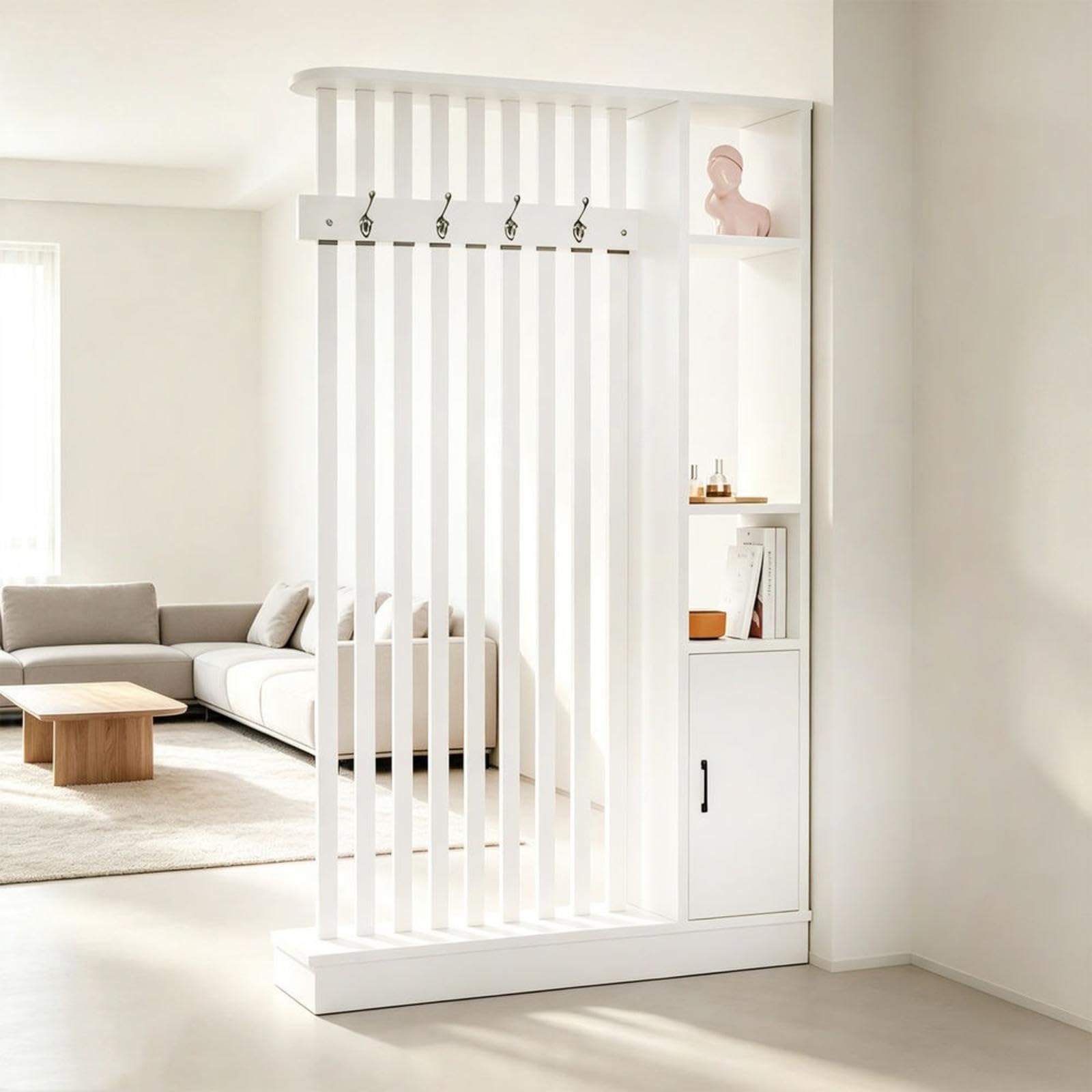 Divisorio Modulare Interni Parete Divisoria Per Interni Con Porta,white-202x80x24cm
