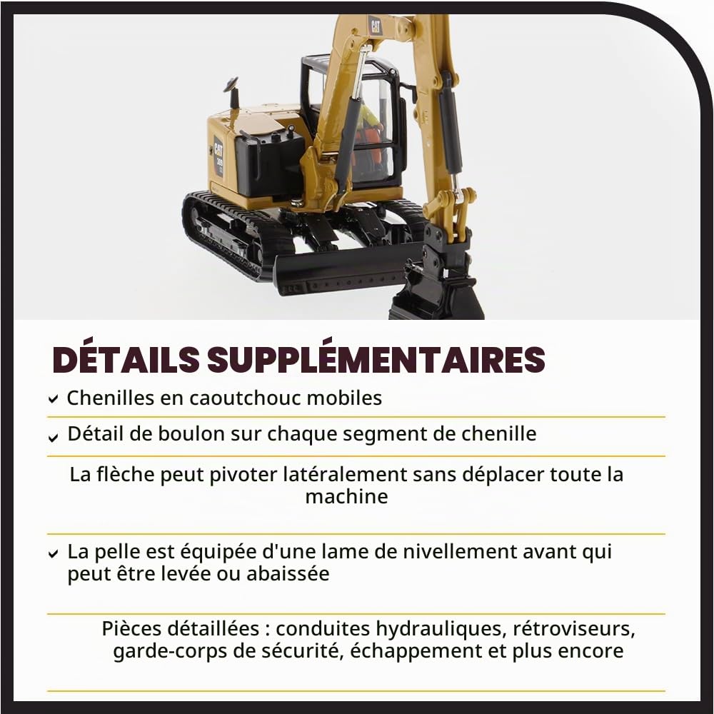Diecast Masters 85592 - Caterpillar Midibagger 309 CR Mini Hex, échelle 1:50, env. 11,9 x 4,9 x 5,2 cm, à partir de 14 Ans, Jaune