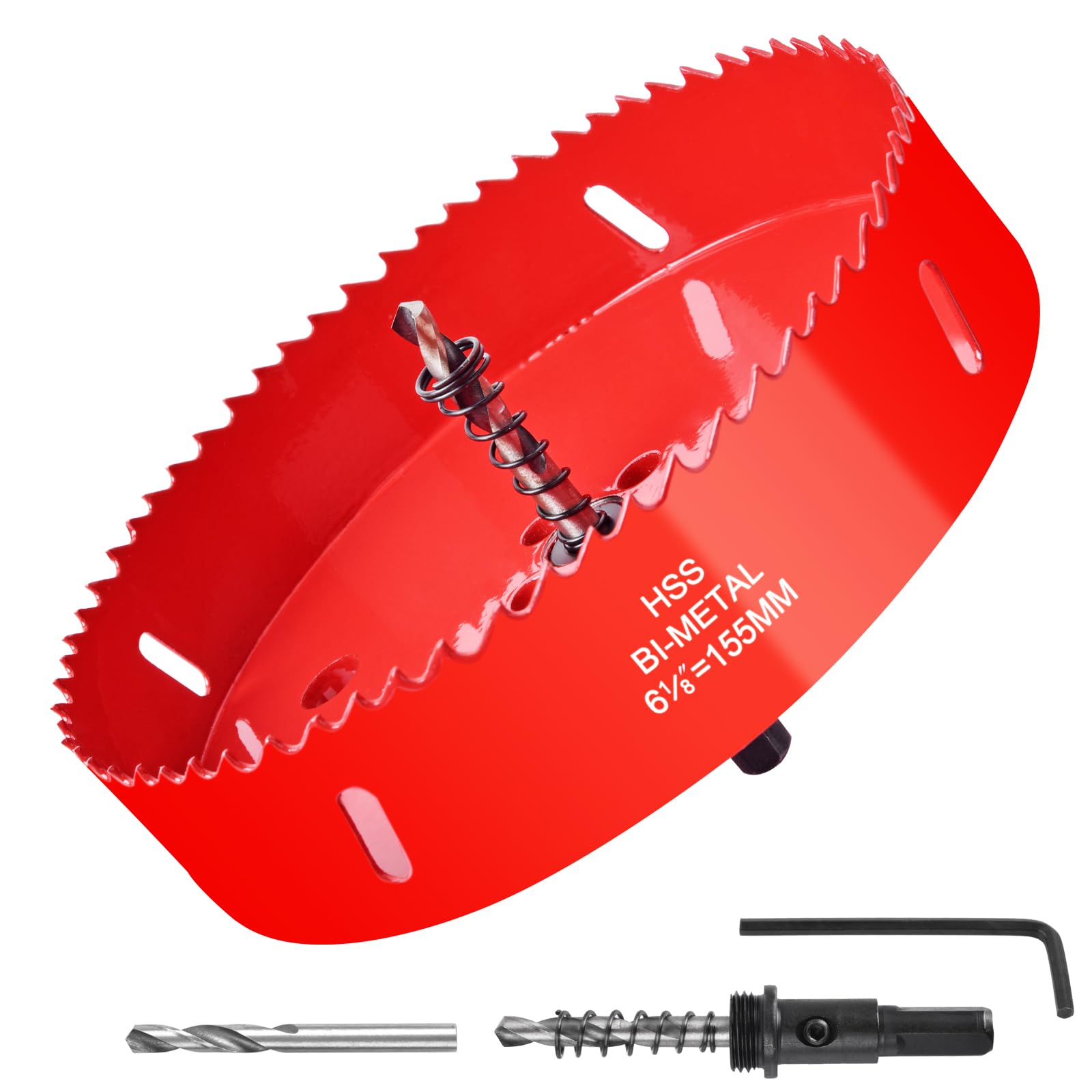 6-1/8Inch / 155mm HSS Bi-Metal Hole Cutter with Pilot Drill Bit, Hole Saw for Wood, Plastic, Drywall, Metal Sheet