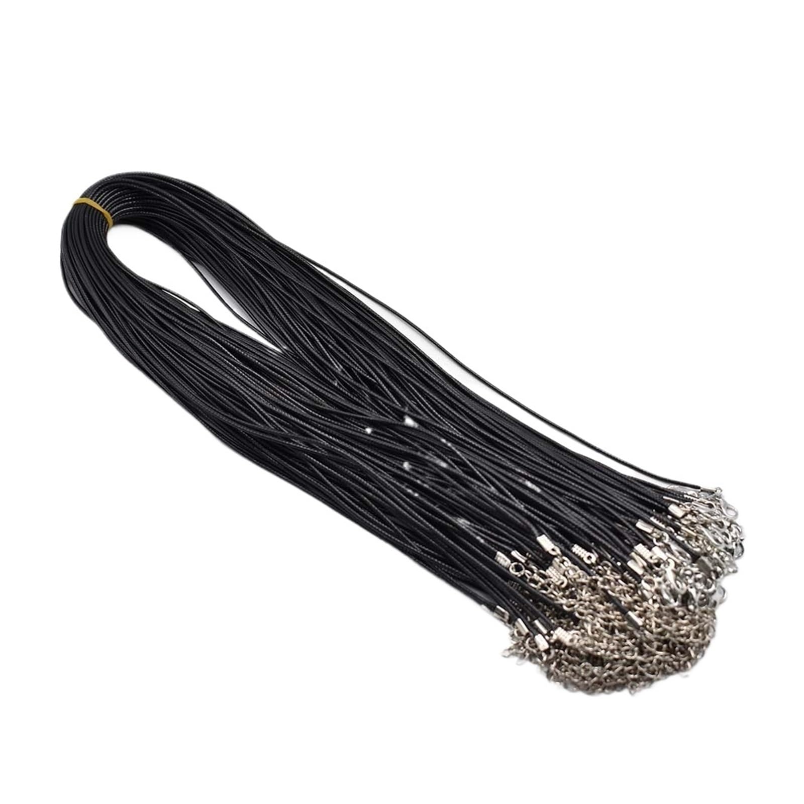 Leather Cord 1.5mm 2mm 45cm 60cm 70cmBlack Mixed Wax Leather Cord Necklace Rope Chain Lobster Clasp DIY Jewelry Accessories 100pcs(1.5mm 60cm 100pc)