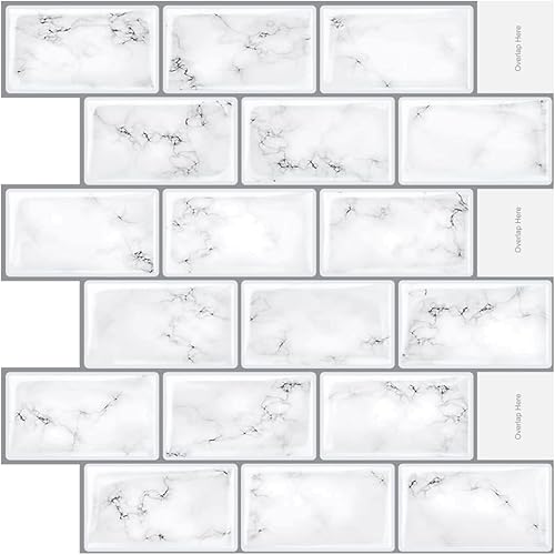 GRIPRO Azulejo de pared para salpicaduras de cocina, 12 x 12 pulgadas, adhesivo 3D para cocina, baño, paneles de pared 3D