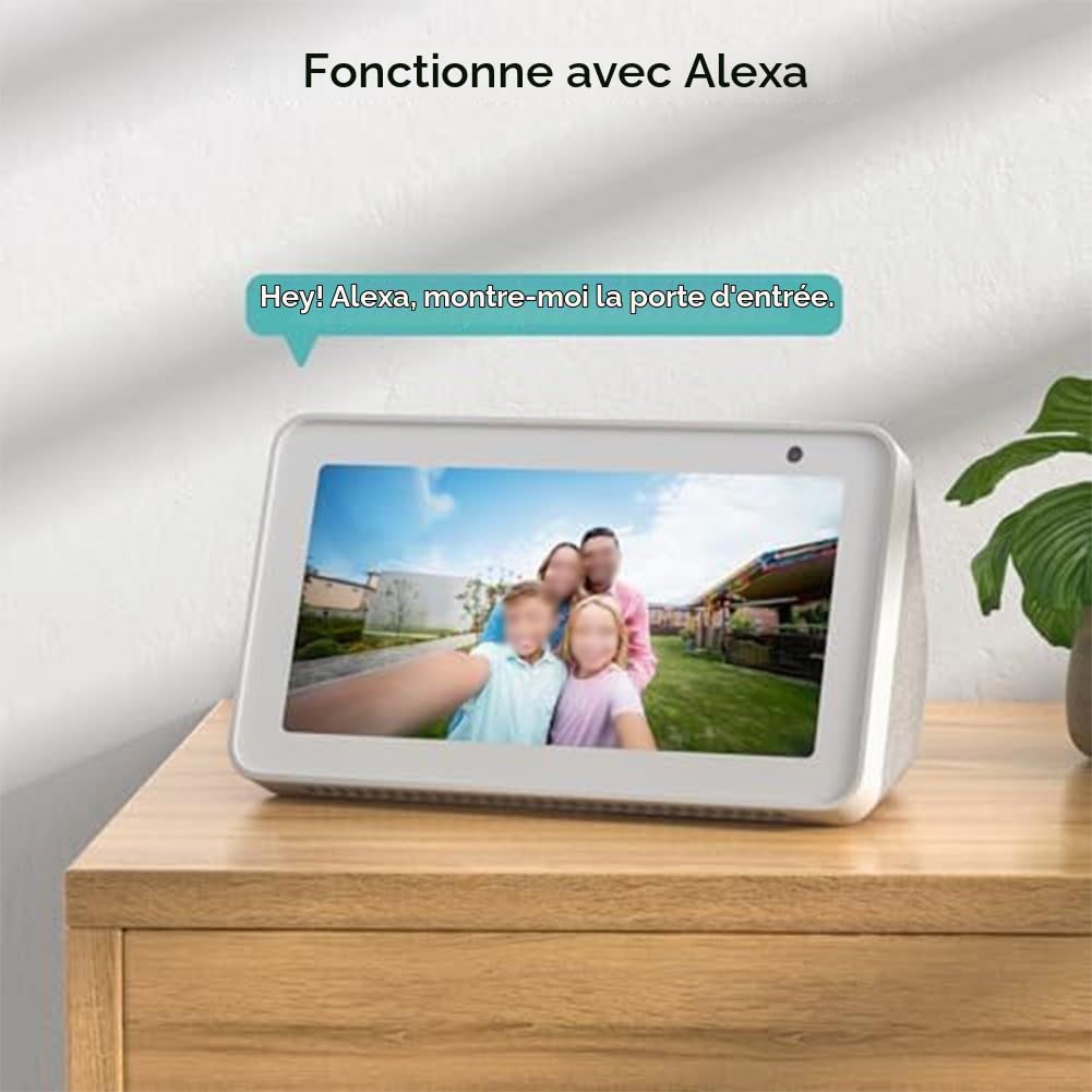 Sonnette vidéo sans fil, sans abonnement, sonnette vidéo 1080p avec carillon, audio bidirectionnel, pour vision nocturne, Wi-Fi 2,4 G, intérieur et extérieur