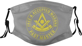 Past Master F & Am Masonic Freemason Mask Protect Respiratory System Breathe with Peace of Mind Black