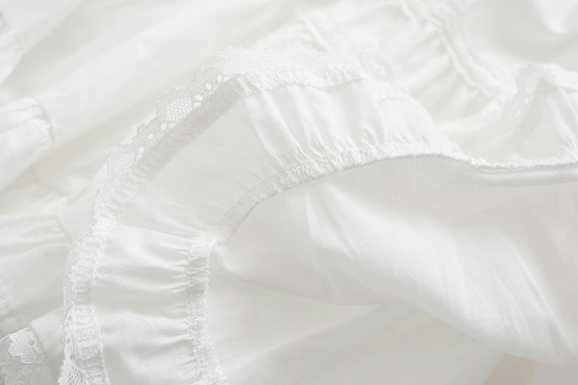 Falda Corta de Encaje con Cintura en Forma de A romántica e Informal para niña Nueva de Primavera-Blanco-M