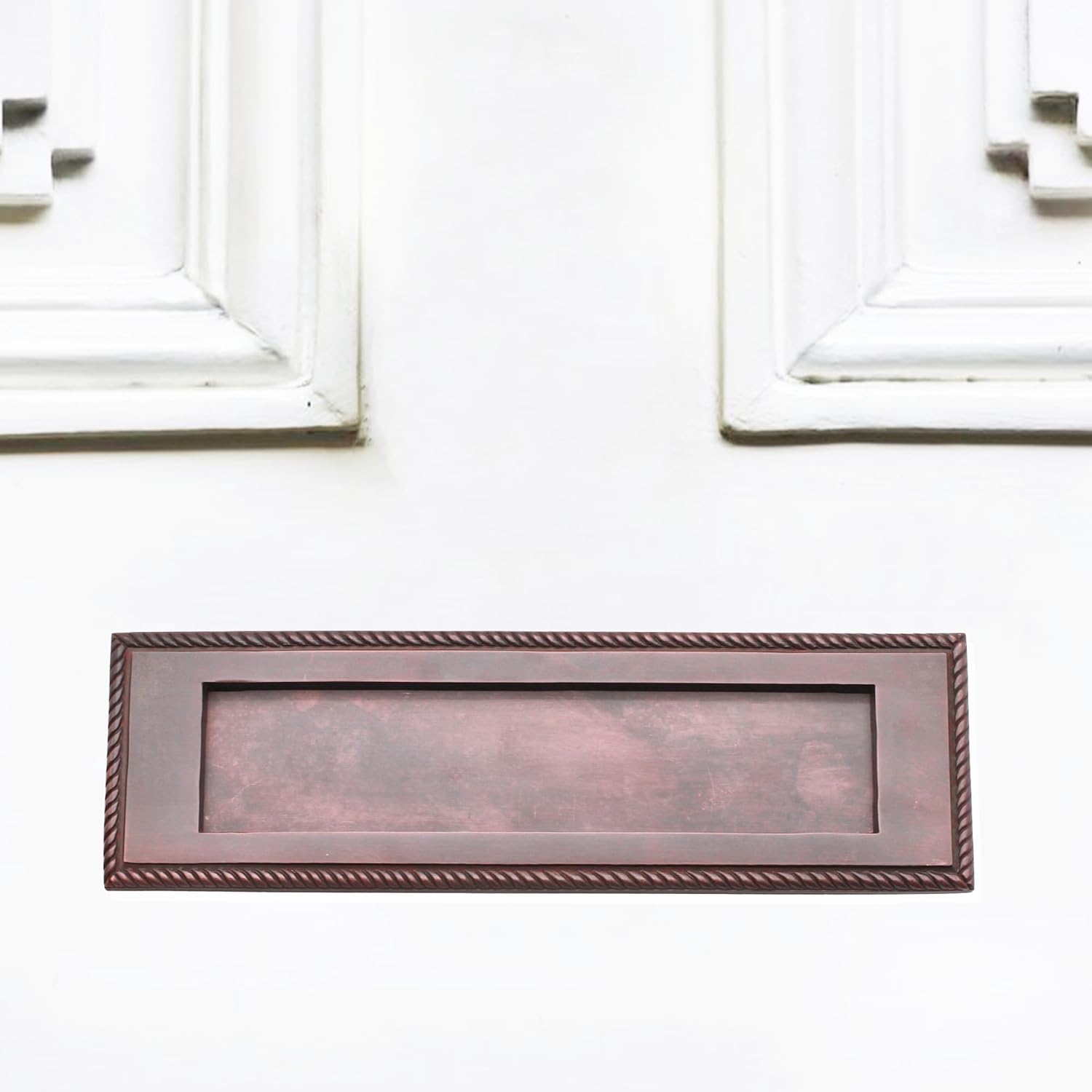 Infinity Decor 10” Solid Brass Georgian Rope Design Sprung Letter Plate in Aged Bronze Ideal for Front Doors