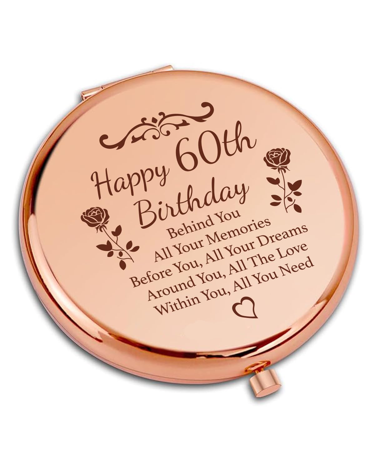 GiftGem 60th Birthday Gifts - Funny 60th Birthday Gifts, Compact Pocket Makeup Mirror, Travel Gift For Her, Women's 60 Birthday Presents